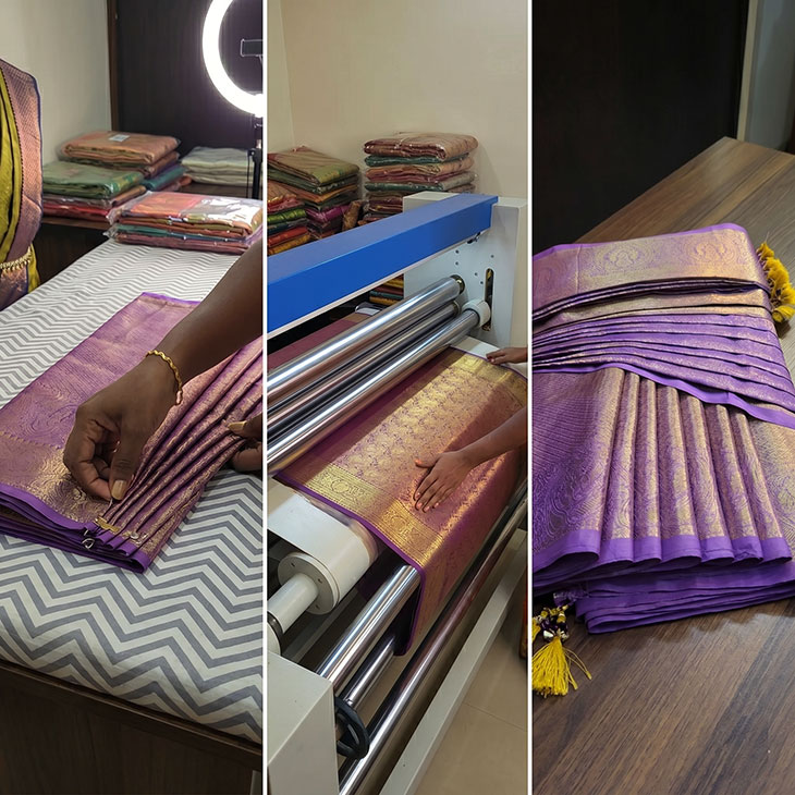 Saree Pre-Pleating & Roll Polish